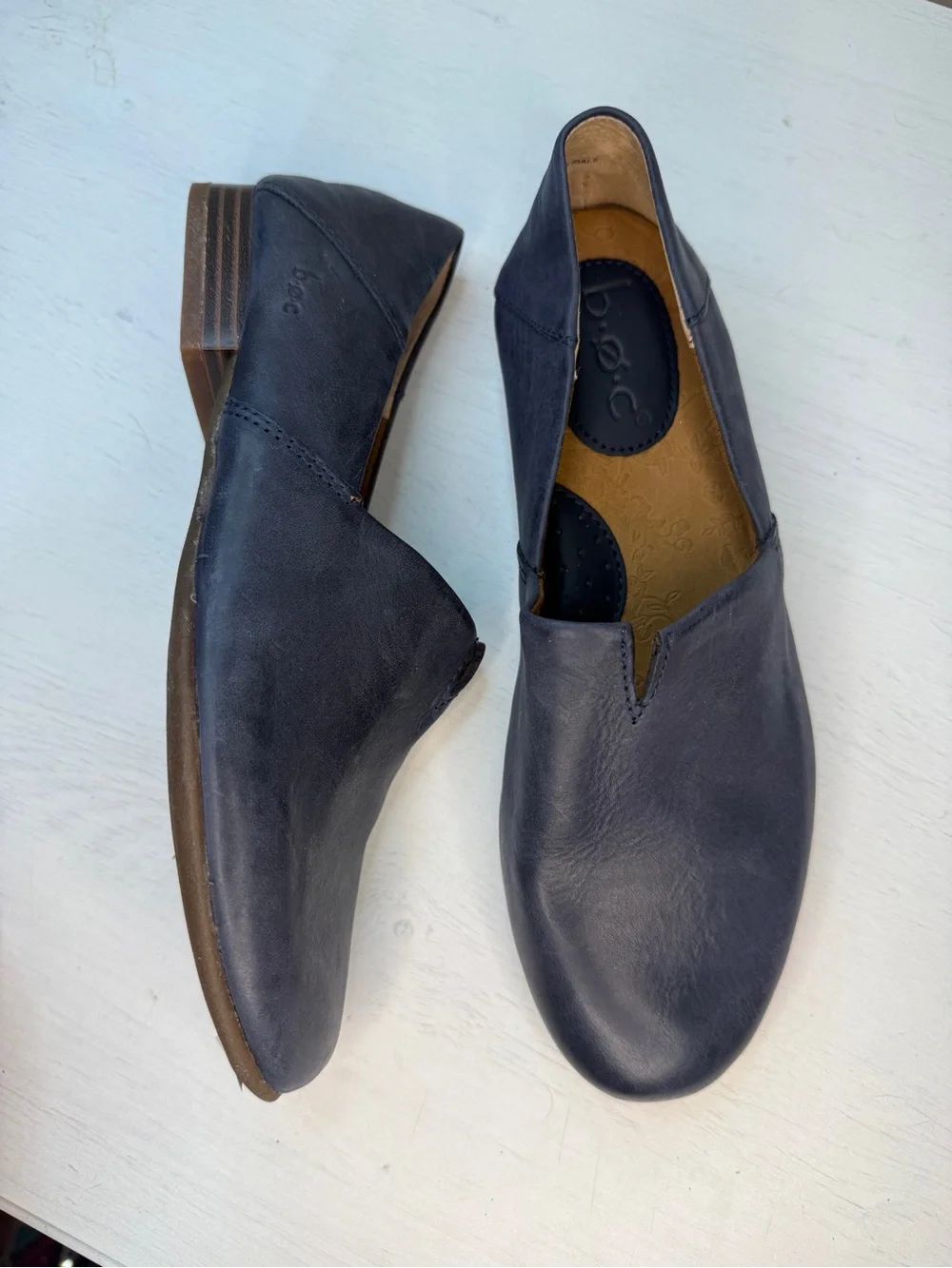 B.O.C. Suree Leather Blue Slip-on Loafer Casual Shoes Size 7M